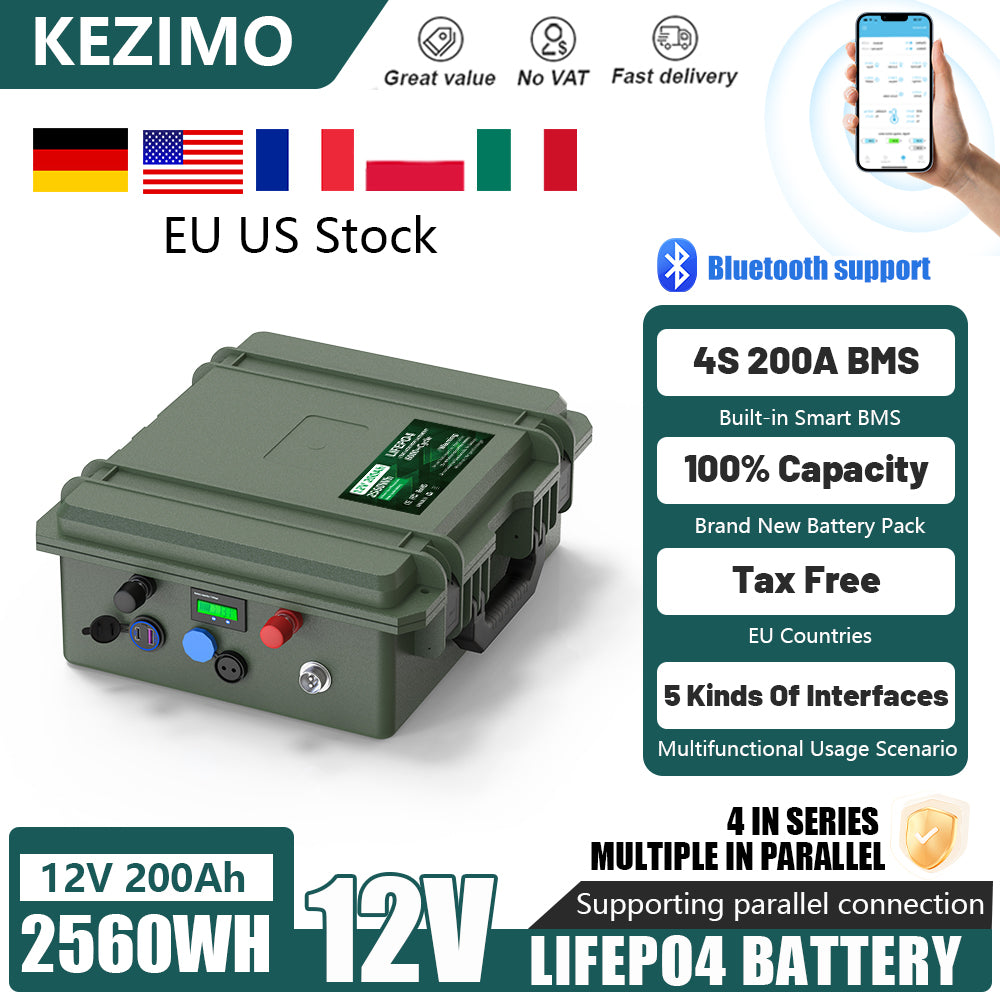 KEZIMO 12V LiFePO4 Marine Battery – 100Ah, 140Ah & 200Ah